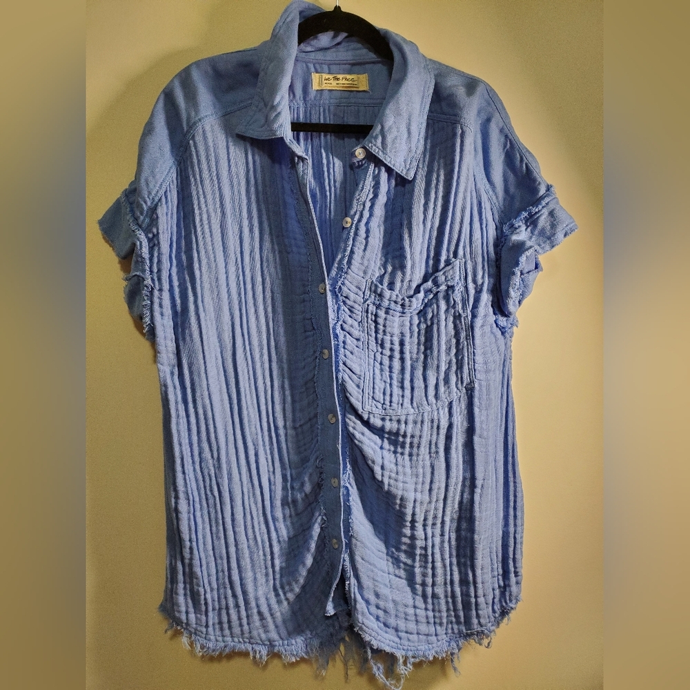 We The Free Light Blue Textured Shirt - Picture 1 of 16
